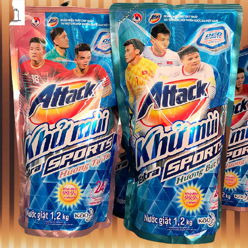 Nước giặt Attack khử mùi Extra Sports Hương tự tin 1.2kg
