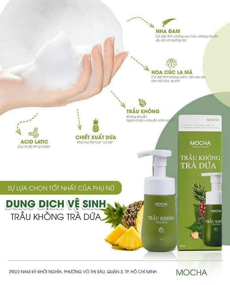 Dung dịch vệ sinh trầu không trà dứa mocha
