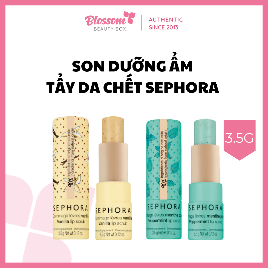 Son dưỡng ẩm - tẩy da chết sephora peppermint lip balm and scrub 3.5g