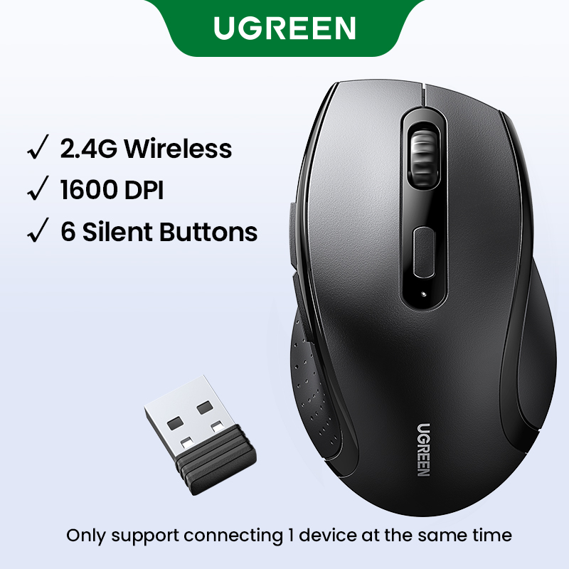  UGREEN 2.4G Wireless Ergonomic Silent Mouse 1600DPI for MacBook Tablet Laptop Computer Desktop PC Model: 45012 