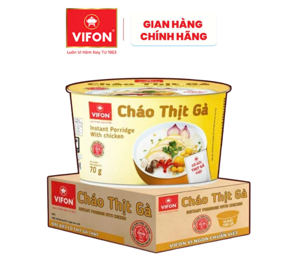 Cháo Thịt Gà VIFON Có Thịt Thật 70g/ Tô