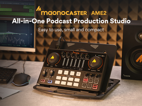 MAONO Maonocaster Studio AME2 Card âm thanh mới, Bộ micrô ngưng tụ, Bộ trộn giao diện âm thanh, với nguồn thụ động, dành cho người chơi cao cấp trong phần trình diễn trực tiếp, Podcast, YouTube