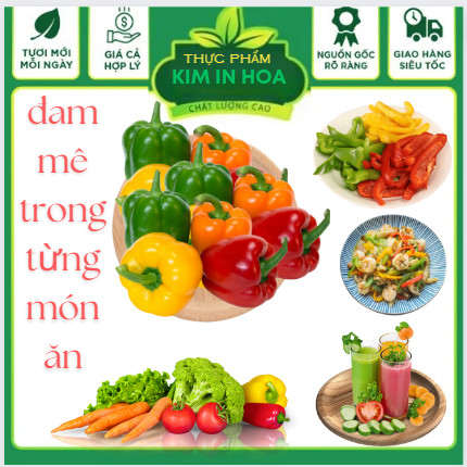 Ớt chuông ,xanh, vàng , đỏ , quả ớt trái đà lạt tươi ngon dùng để nấu canh, xào