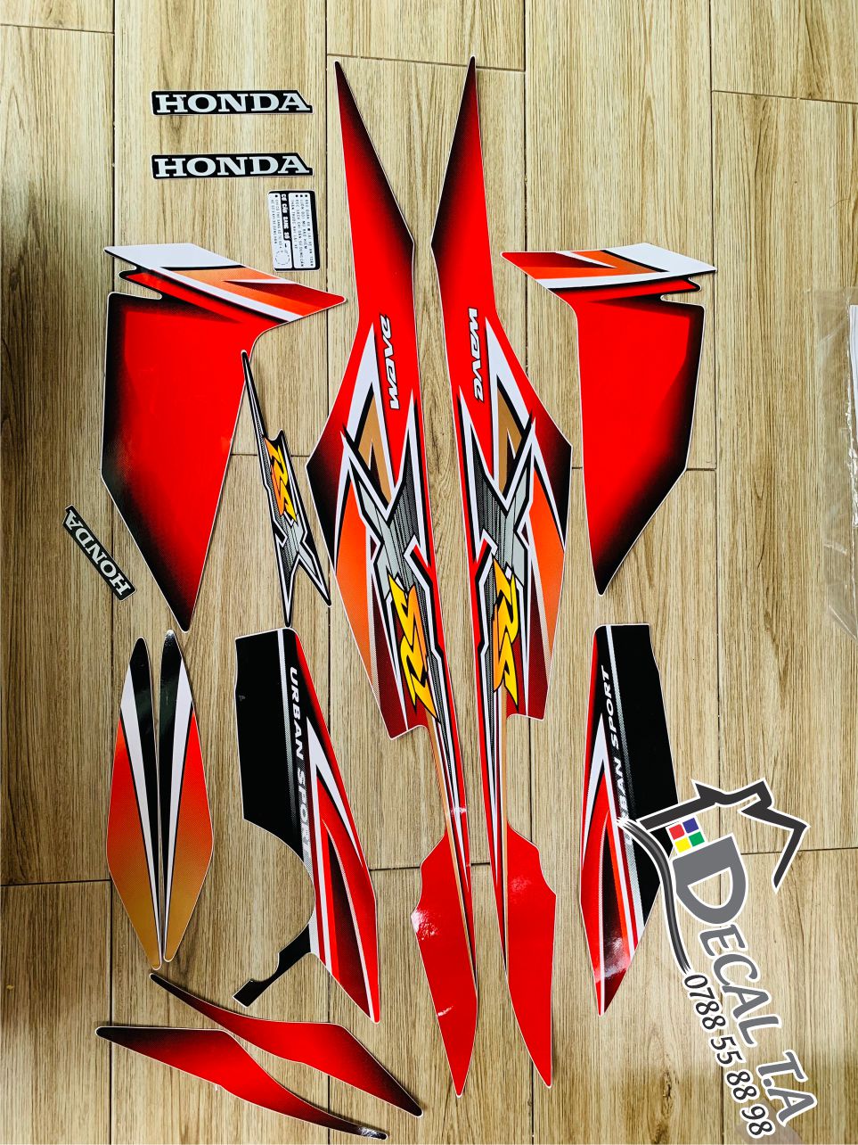 (Giá sỉ) Tem wave RSX 100 màu đỏ đen chất lượng cao, không bay màu