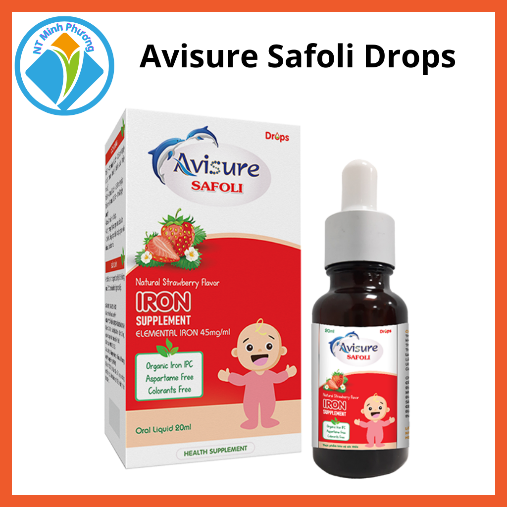 Sắt Avisure Safoli Drops 20 ml hữu cơ dành cho bé bổ sung sắt cho bé dự phòng thiếu máu thiếu sắt
