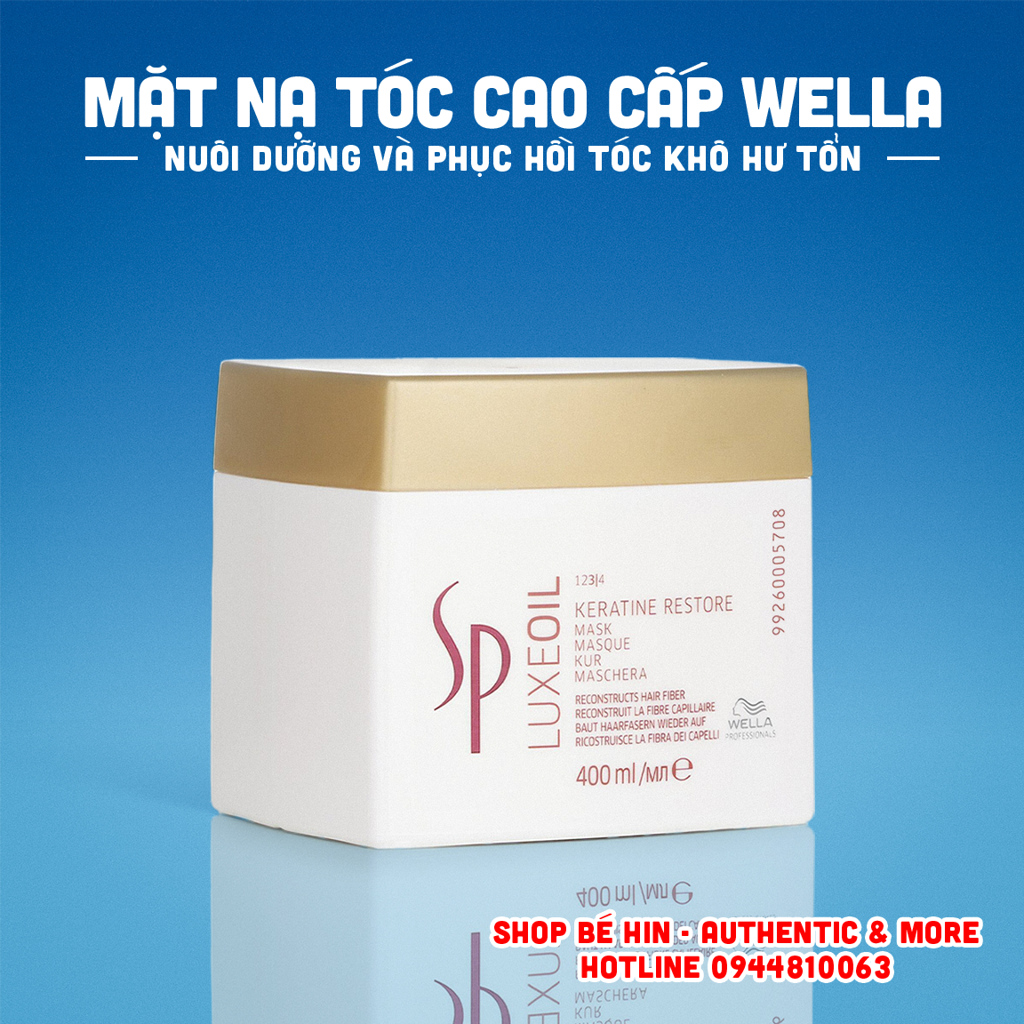 Kem ủ tóc cao cấp Wella SP Luxeoil Keratin Restore Maske, Mặt nạ ủ tóc dưỡng tóc siêu mượt, Cam kết chính hãng