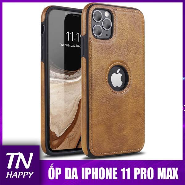 Ốp lưng da Iphone 11 Pro Max chất lượng cao - ỐP DA NÂU khoét táo thời trang - TN Happy phân phối