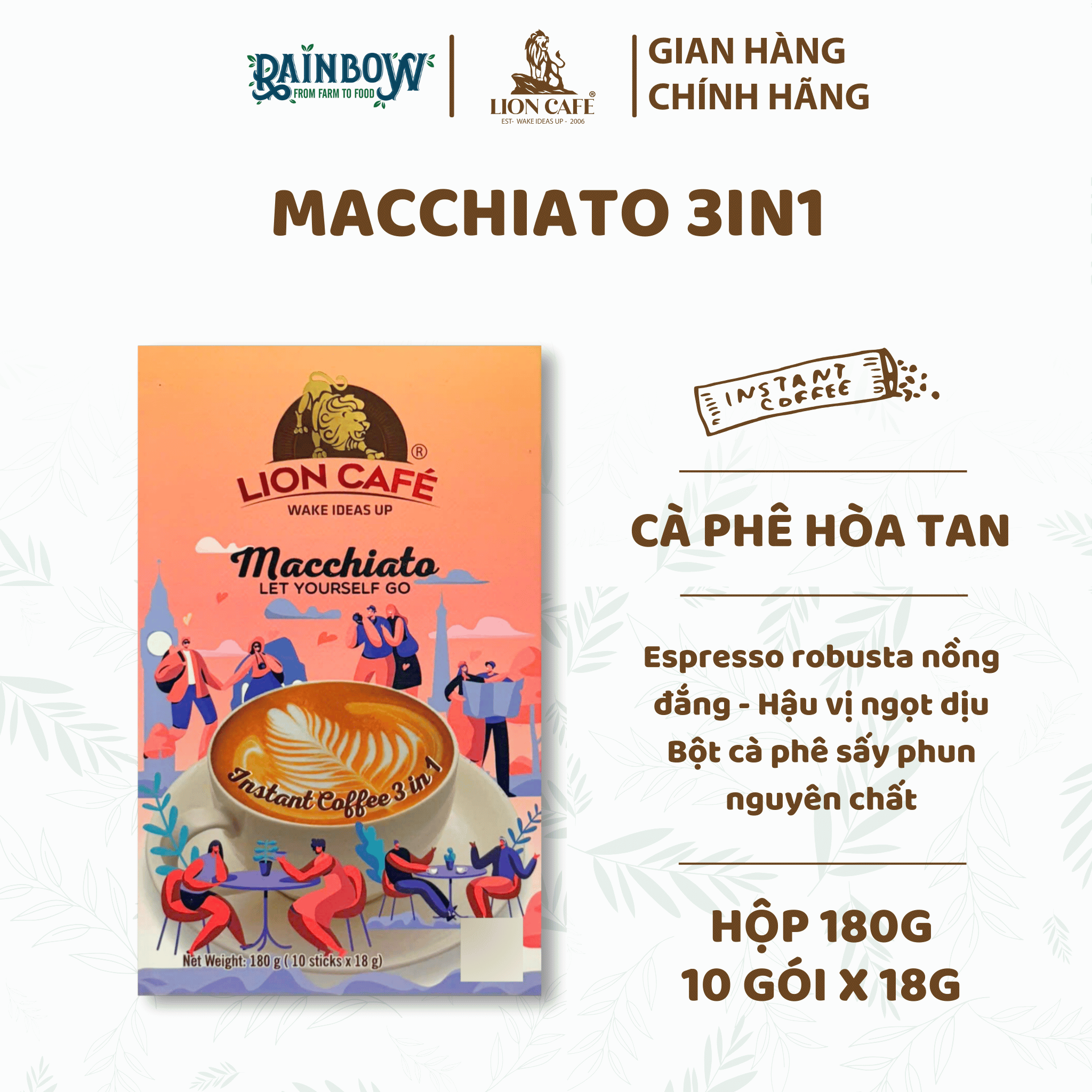 Lion cafe - cà phê hòa tan 3in1 - cà phê macchiato - hộp 180g