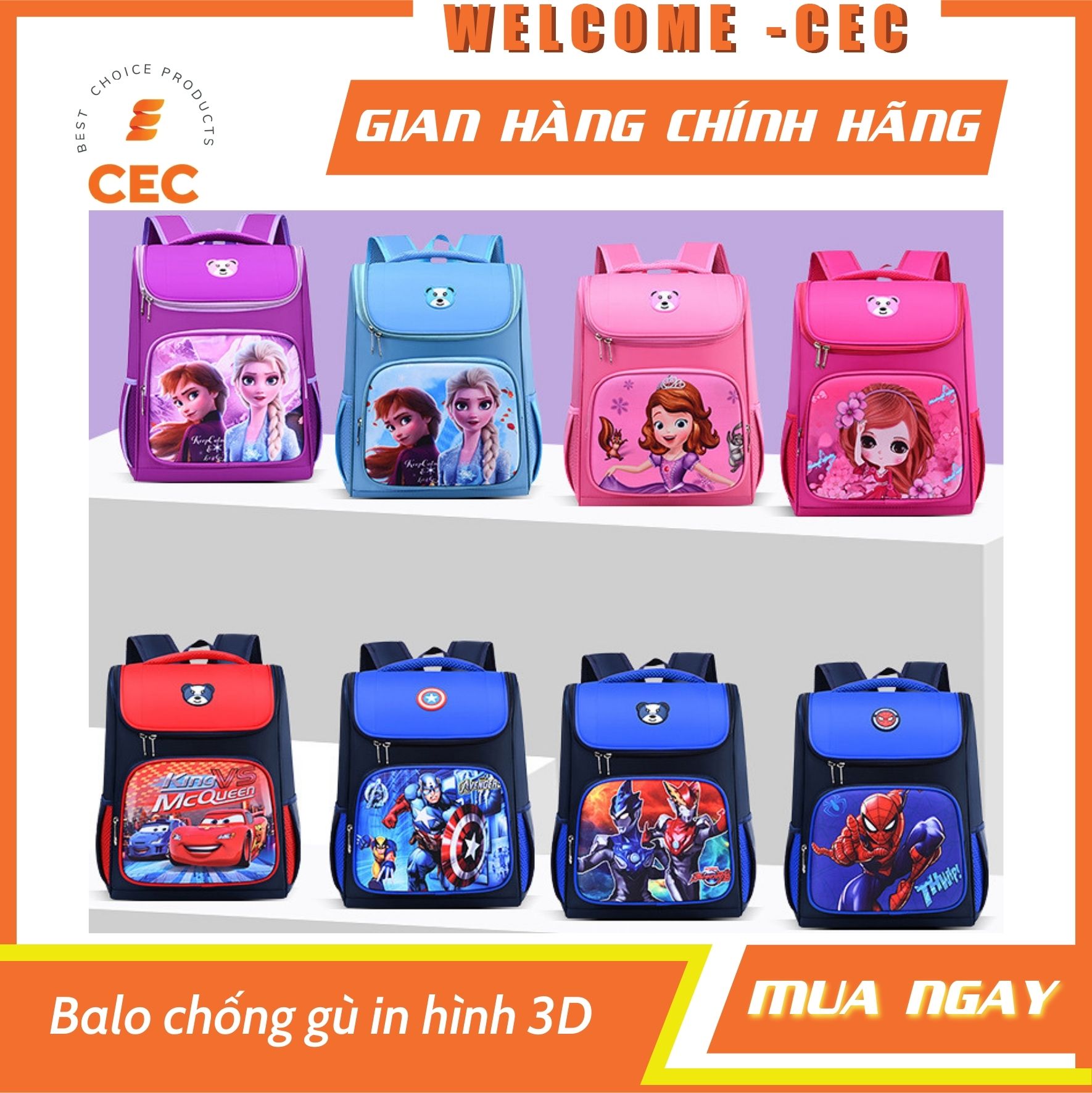 [FREESHIP] Balo chống gù lưng trẻ em, Balo siêu nhẹ cho bé trai bé gái cấp 1&2 in hình hottrend siêu nhẹ dễ thương BL3D [CEC Store]