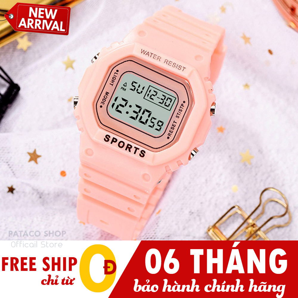 Đồng hồ điện tử thời trang nam nữ Sports S86 dây Silicon bền bỉ mặt vuông cá tính đa chức năng bảo hành 6 tháng