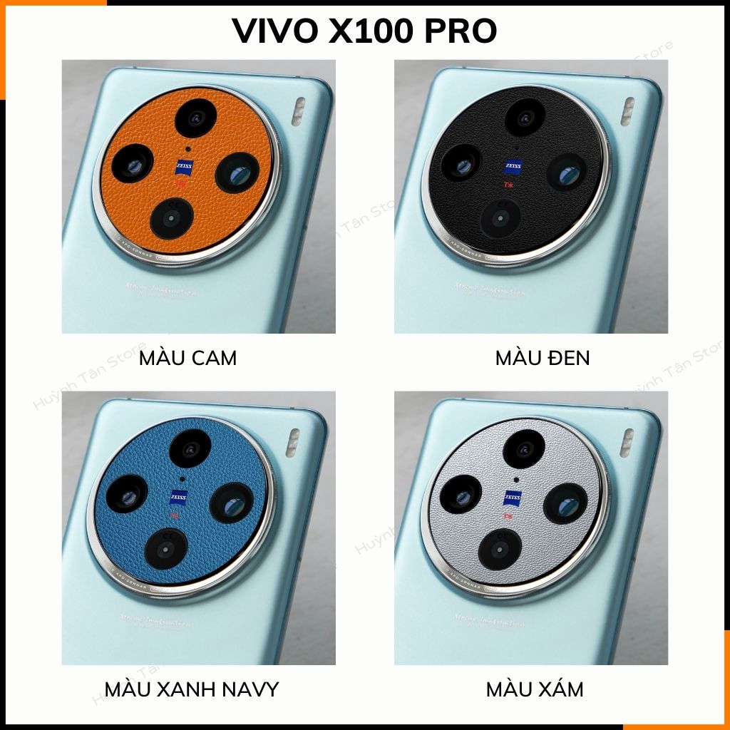 Miếng dán camera vivo x100 pro skin mccal vân da in logo máy ảnh chống trầy xướt bảo vệ camera phụ kiện huỳnh tân store