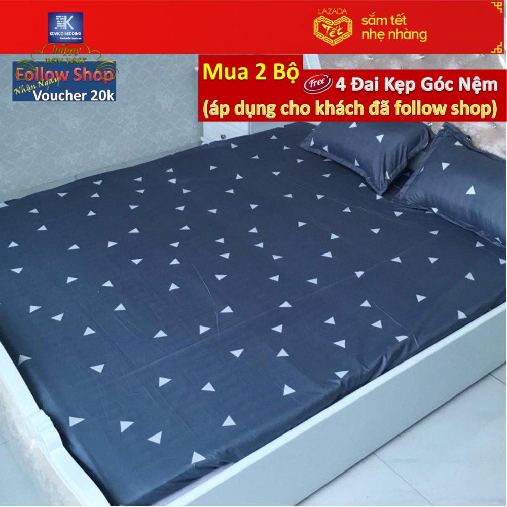 Bộ ga gối bọc poly kovico tam giác xanh plc 160x200