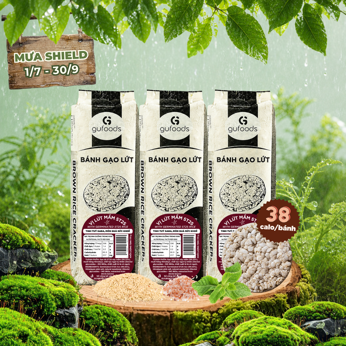 Bánh gạo lứt GUfoods - Tiện lợi, Không chiên dầu, Không đường, Từ gạo và ngũ cốc nguyên hạt, Lành mạnh, Phù hợp Eat clean, Ăn vặt healthy, Thực dưỡng, Tập gym, Thuần chay, Đa dạng hương vị