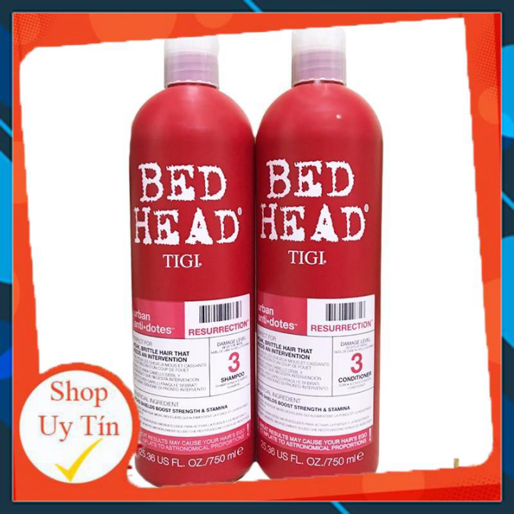 Cặp dầu gội xã tigi bed head 750ml x2 đỏ , phục hồi tóc hư tổn nặng , dưỡng ẩm , mềm mượt tóc