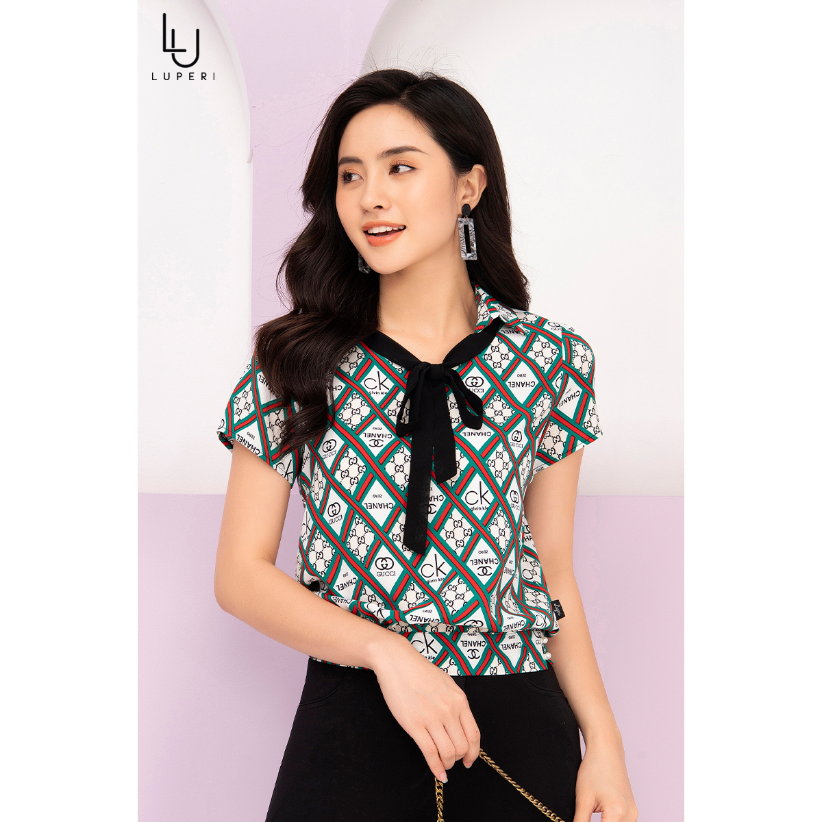 Áo sơ mi nữ LUPERI LFSM1138 cổ đức phối đai nơ, ngắn tay bo gấu, áo sơ mi tay ngắn, áo sơ mi kiểu nữ, áo sơ mi công sở, áo sơ mi tay ngắn nữ, áo sơ mi nữ đẹp LFSM1138