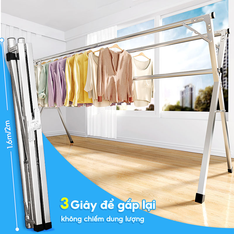 [Giá vô địch] Dày dặn chắc chắn các loại giàn phơi quần áo gấp, giàn phơi quần áo gấp - sàn inox tro