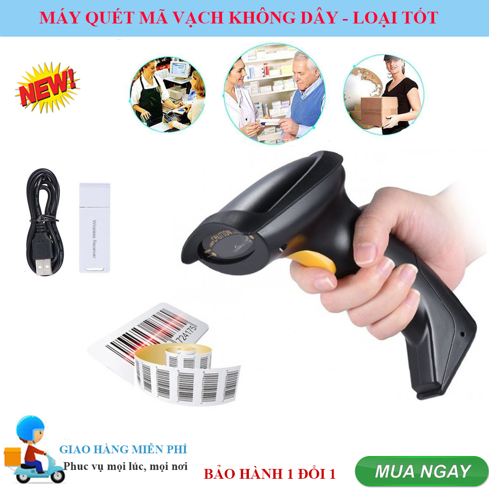Máy Bắn Mã Vạch, Máy Quét Mã Vạch Không Dây Cao Cấp, Máy Quét Mã Vạch. Máy Scan Cực Nhanh, Quét Mã Vạch Hàng Hóa,, Nhỏ, Gọn, Tiện Dụng, Công Nghệ Laser Tiên Tiến ,Nhanh Chóng , Hiệu Quả- Chính xác , Tiết Kiệm. Bảo Hành 1 Đổi 1 , Hãy Mua Ngay 3