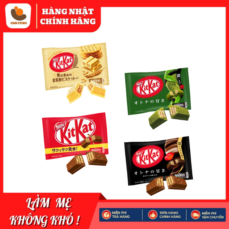 Bánh kitkat nhật bản, kẹo kitkat trà xanh các vị lúa mạch, socola