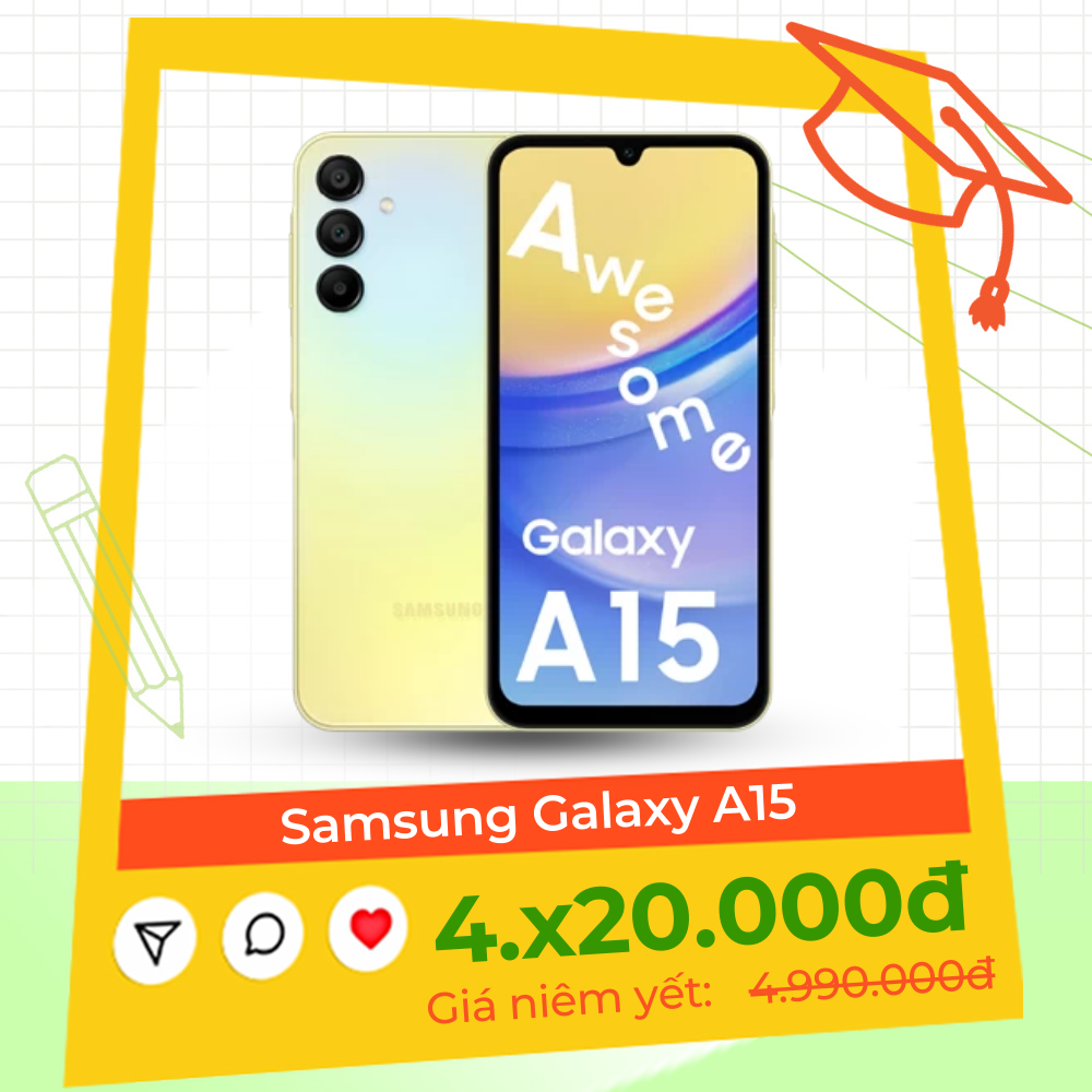 Điện thoại samsung galaxy a15 / - hàng chính hãng, mới 100%, bảo hành 12 tháng