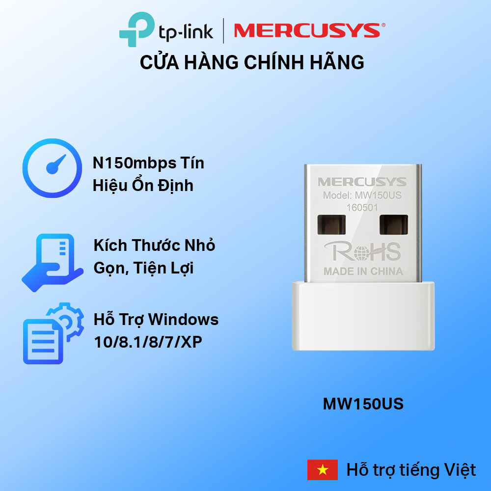 Bộ chuyển đổi usb wifi nano mercusys mw150us n150 - hàng phân phối chính thức