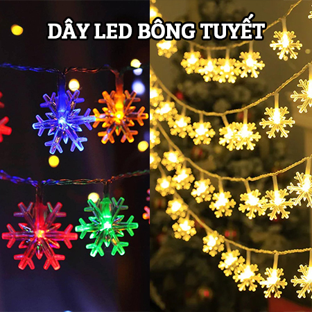  Dây Đèn LED Trang Trí Bông Tuyết 3.6M-10M Đèn Decor Phòng Siêu Sáng Trang Trí Cây Thông Noel Trang Trí Tết Siêu Đẹp Chất Liệu An Toàn 
