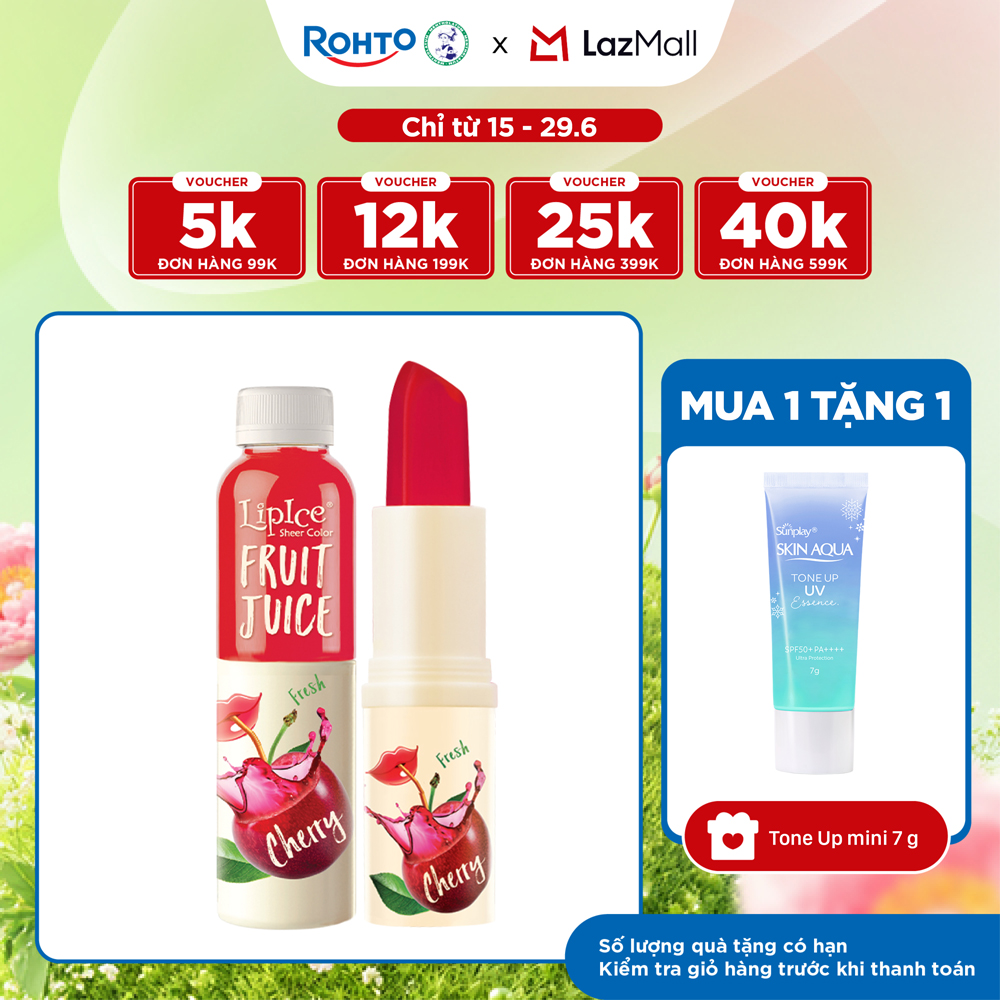 Son dưỡng có màu chiết xuất trái cây Lipice Sheer Color Fruit Juice 4g (Anh Đào Đỏ Tươi)