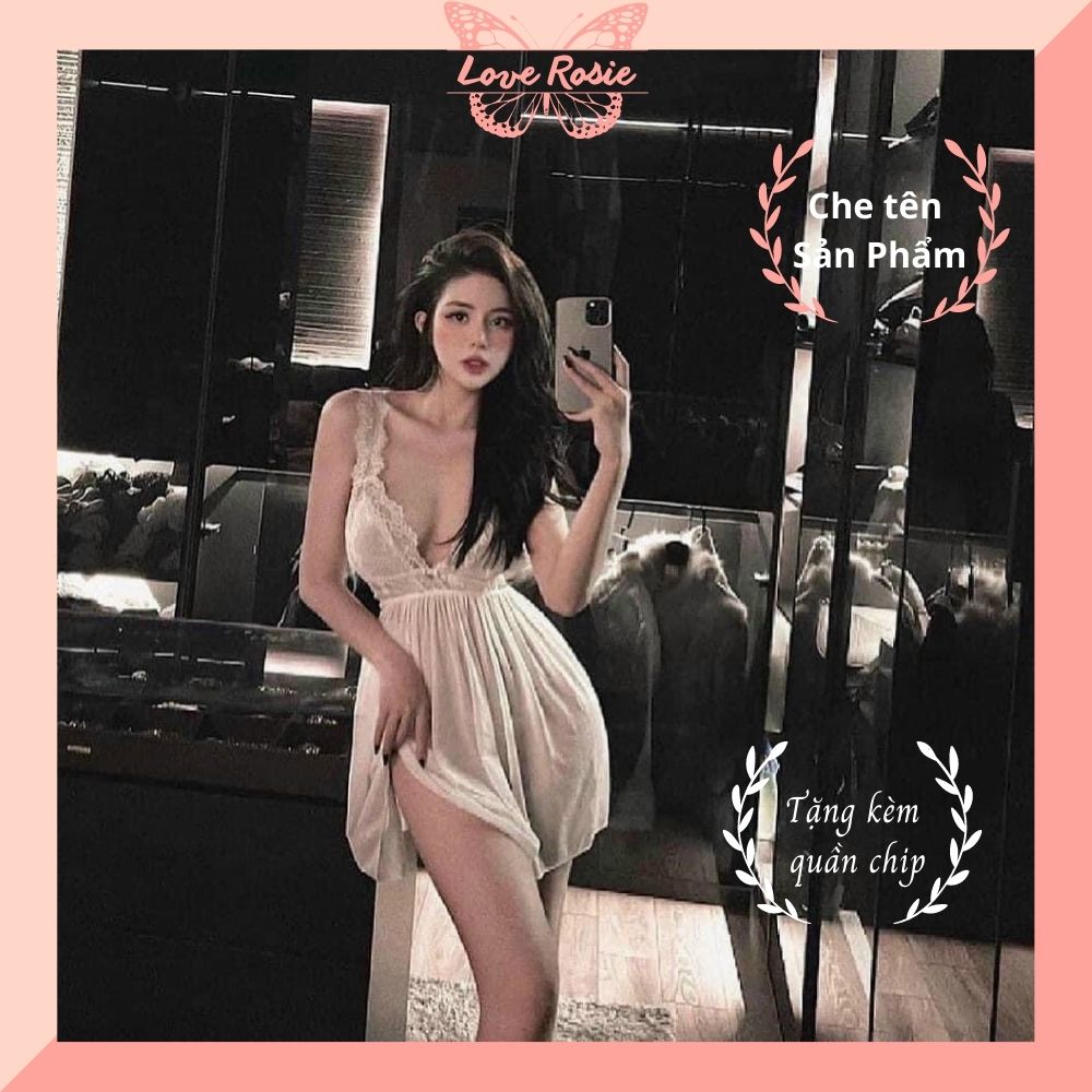 Váy ngủ ren sexy cao cấp đầm ngủ nữ gợi cảm quyến rũ love rosie v25