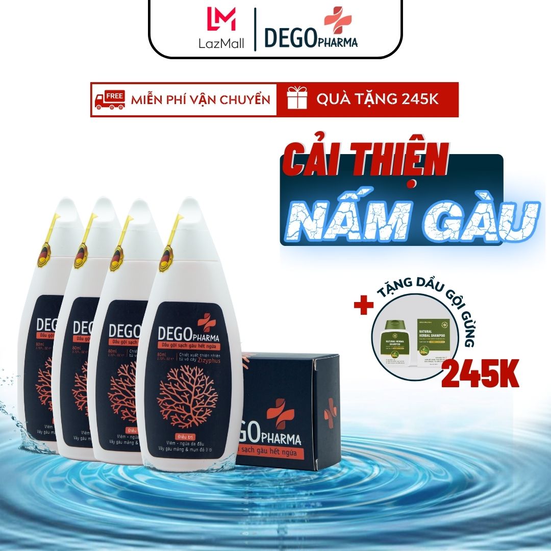 Combo 4 Dầu gội hết nấm da đầu và mảng gàu trắng Dego Pharma dầu gội tri gàu dầu gội tri nấm hết ngứa cải thiện vảy gàu trắng á sừng vảy nến giảm rụng tóc và kích thích mọc tóc nguyên liệu từ Đức