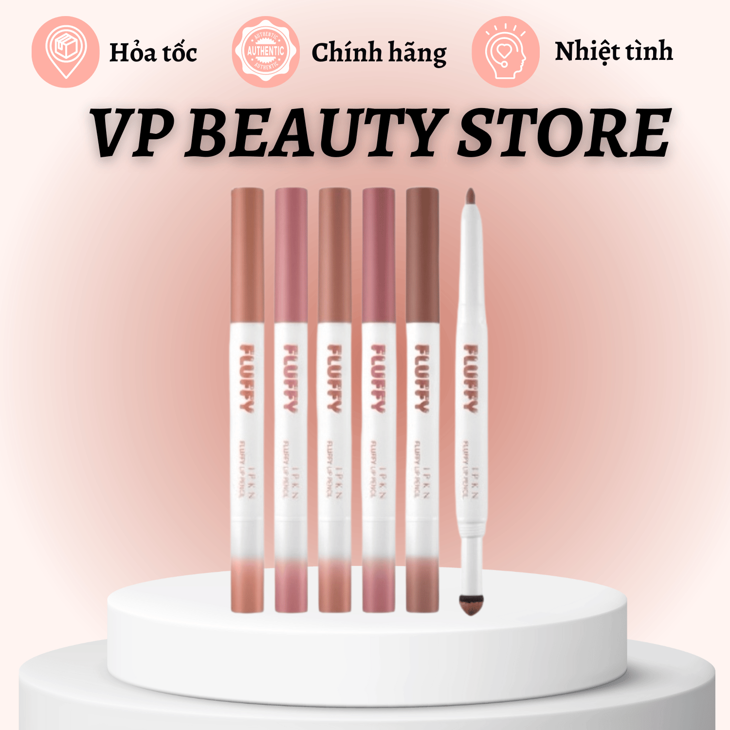 Chì Kẻ Viền Môi Kết Hợp Son Hai Đầu IPKN Fluffy Lip Pencil - 1.3g