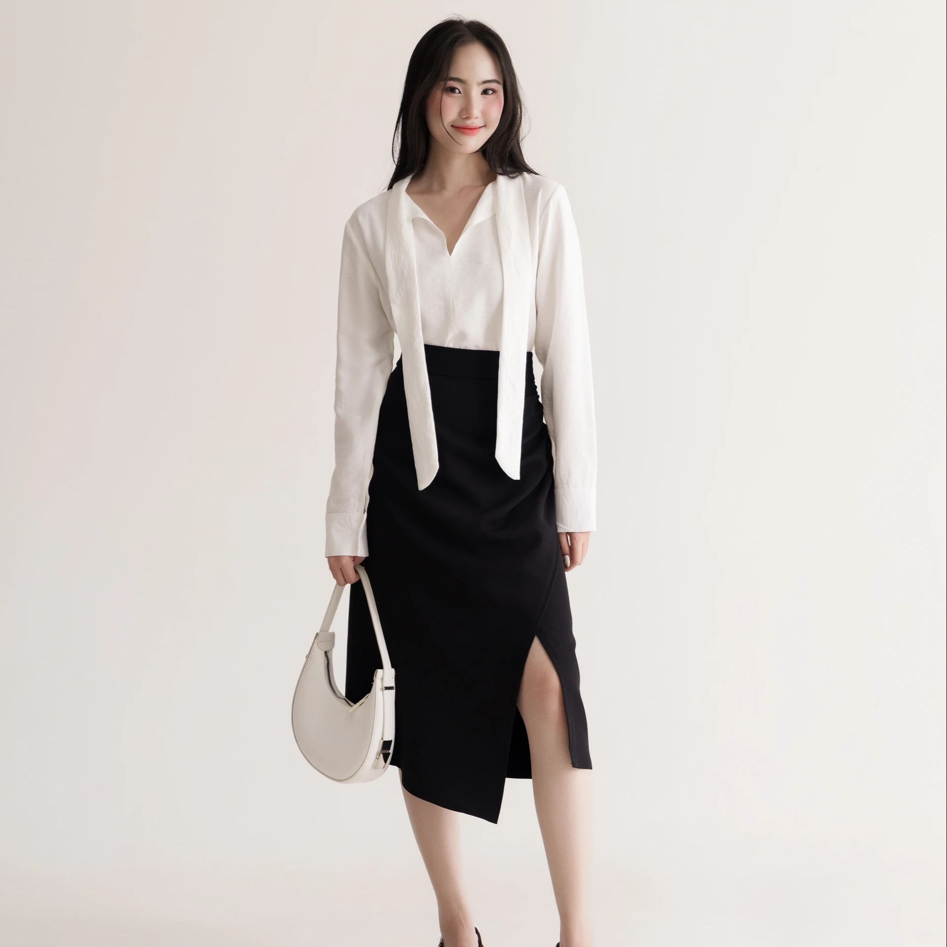 Chân váy dài xếp nếp bên hông Draped Side Skirt Maxy Workshop