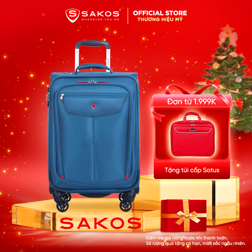  Vali vải du lịch cao cấp SAKOS WINNER size Xách Tay - Vải Polyeste cao cấp Khóa số TSA bảo mật cao Dây Kéo Chống Rạch Bảo hành 10 năm. 