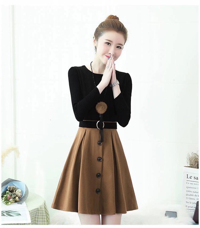 Váy dạ phối màu
