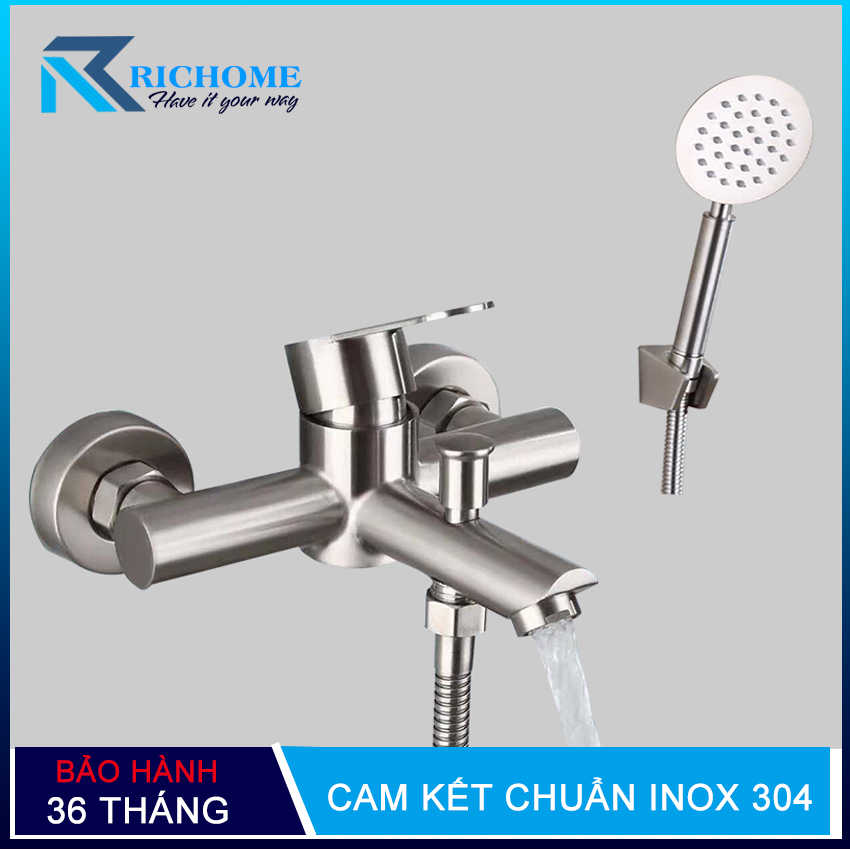 Bộ vòi sen tắm nóng lạnh OS810S chất liệu inox 304 nguyên khối + Dây dẫn nước vòi sen + Tay sen tròn + Gác tay sen