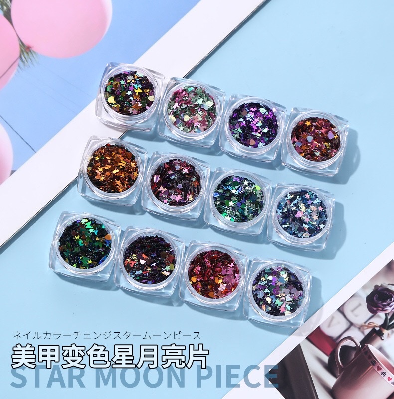 [K10] Nhũ mắt, nhũ kim tuyến Bướm, TRái Tim, Ngôi sao trang trí móng tay nail