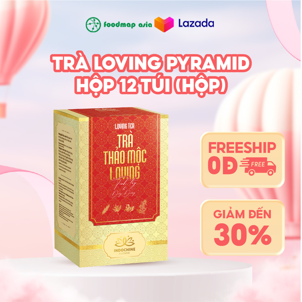 Trà Thảo Mộc Cooling Tea Mix Olong, Bạc Hà, Đậu Biếc, Atiso - Hộp 12 Túi 30G - Indochine Blends