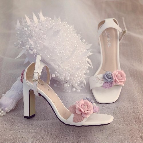 Giày cưới Nghé Art sandal hoa hồng gót 9 phân 239