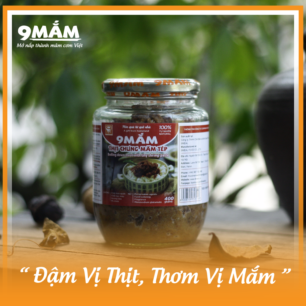 THỊT CHƯNG MẮM TÉP 9MẮM (400G) - Thịt chưng mắm, thịt hộp, đồ ăn đóng hộp tiện lợi. Đặc sản Hà Nội. (100% từ thịt sạch, mắm cốt. Không mì chính, chất bảo quản)
