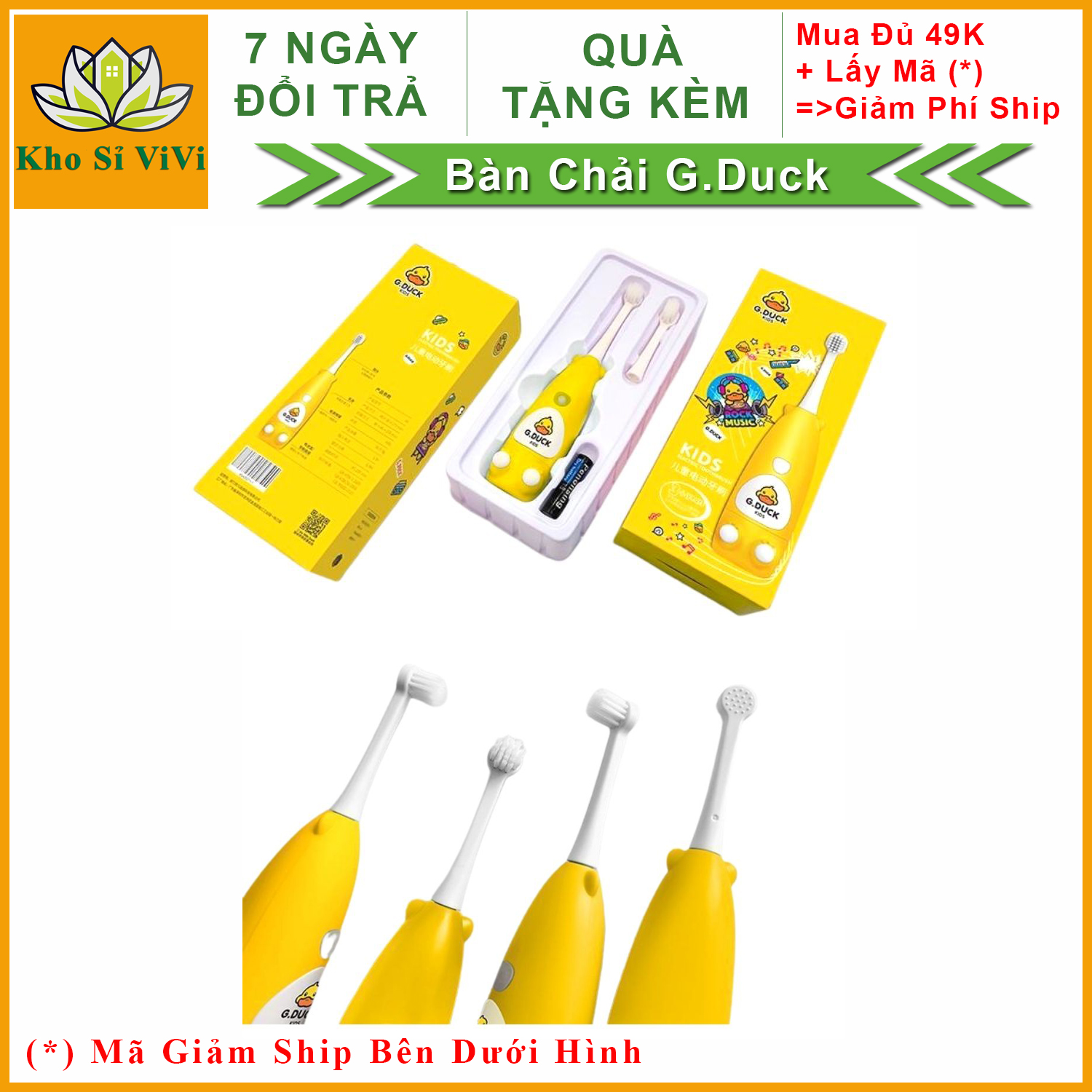 Bàn chải đánh răng rung trẻ em G.DUCK bàn chải điện chạy bằng pin