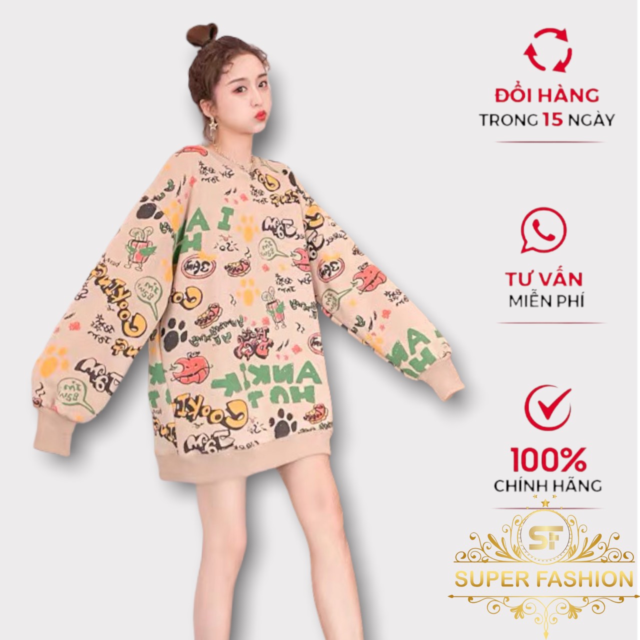 ÁO SWEATER NỮ ÁO HOODIE CHUI ĐẦU HỌA TIẾT 3D ĐẸP THỜI TRANG SUPER FASHION