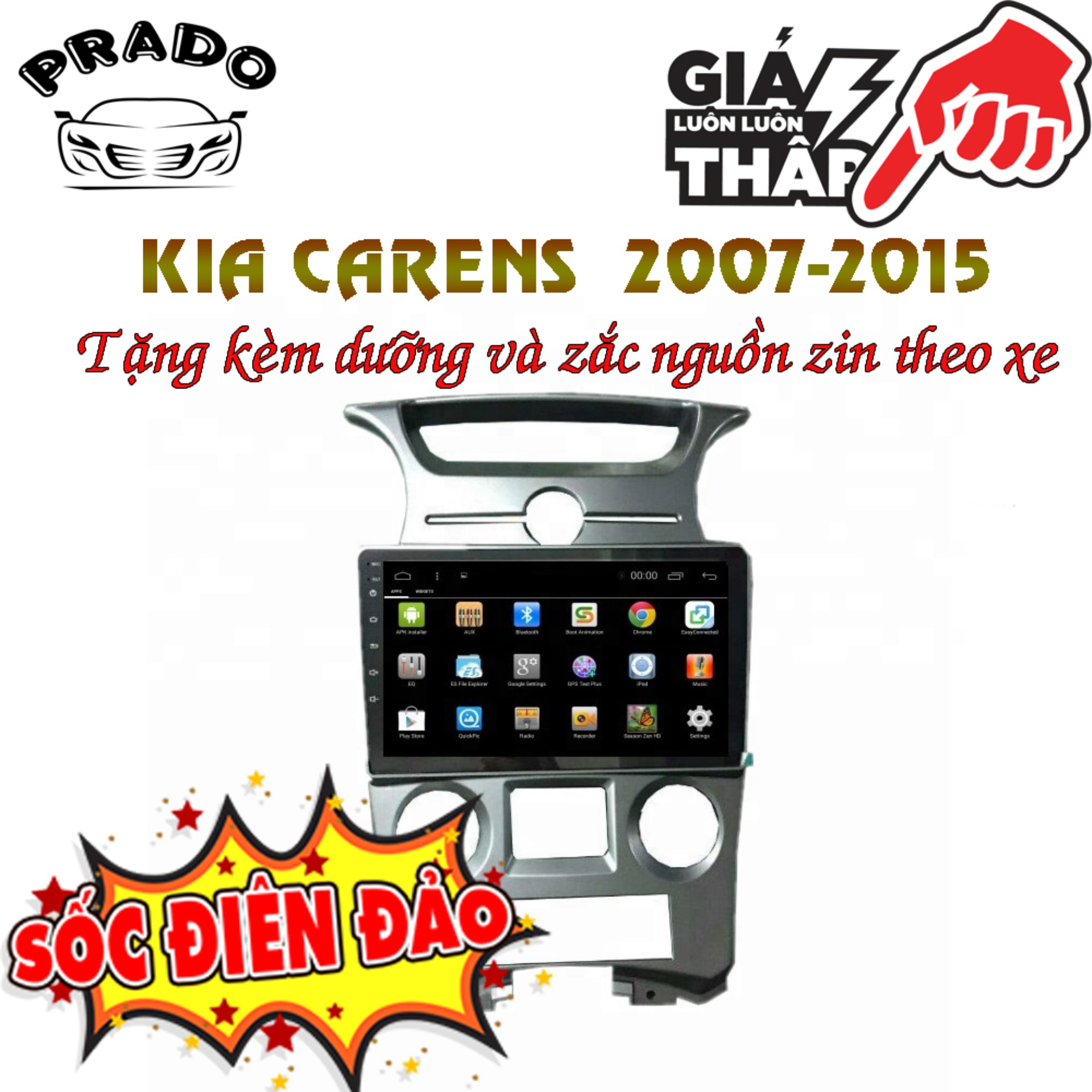 Màn hình Android xe CAREN + Tặng CAM LÙI + Tặng mặt dưỡng và zắc zin theo xe Caren 2007 2008 2009 2010 2011