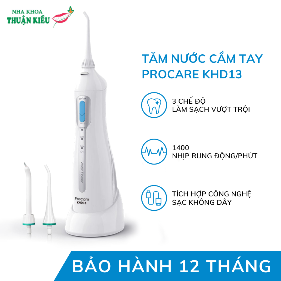 Máy Tăm Nước Cầm tay Nhỏ Gọn Tiện Lợi PROCARE KHD13 Giúp Vệ Sinh Răng Miệng Bảo Vệ Nướu Khỏe Mạnh Dung Tích Bình Chứa 150ML