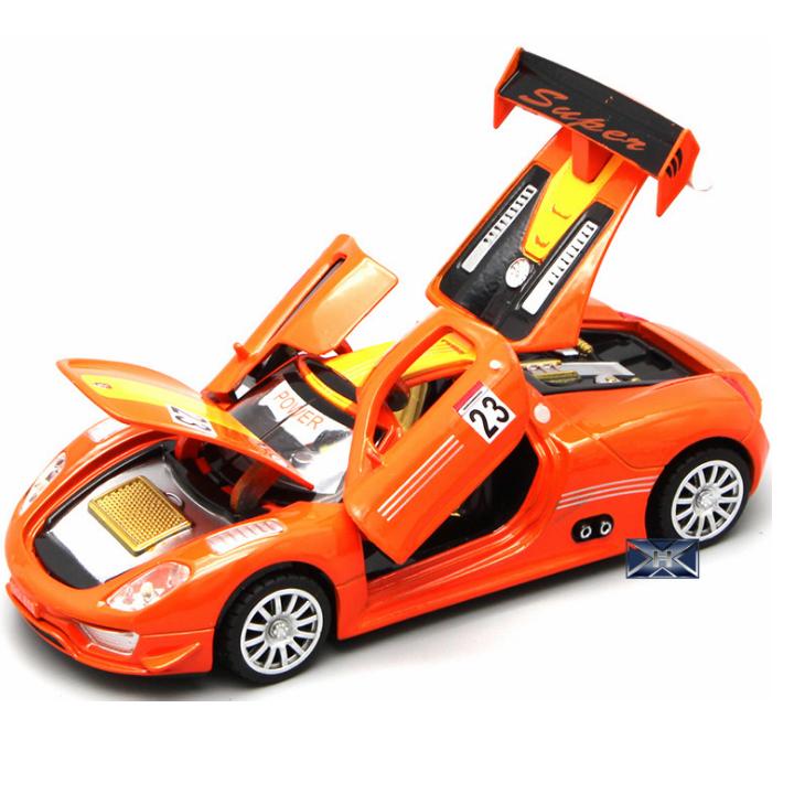 Xe ô tô Porsche 918 mô hình xe tỉ lệ 1:32 bằng sắt đồ chơi trẻ em xe chạy cót có âm thanh và đèn mở các cửa
