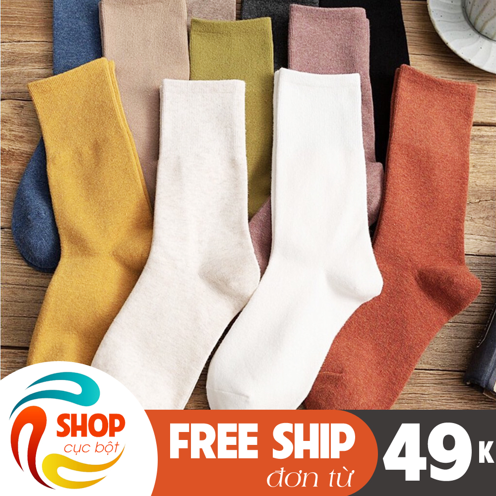 Tất, Vớ Nữ Nhún Cổ Cao Phong Cách Vintage Hàn Quốc Cute Cá Tính TD01 - Tất nữ cổ cao học sinh màu trắng giá rẻ