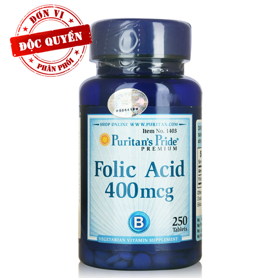 Bổ sung sắt, bổ máu (HSD: 30/12/2025) cho người thiếu máu, rất quý cho bà bầu Puritan's Pride Folic Acid 400mcg 250 viên