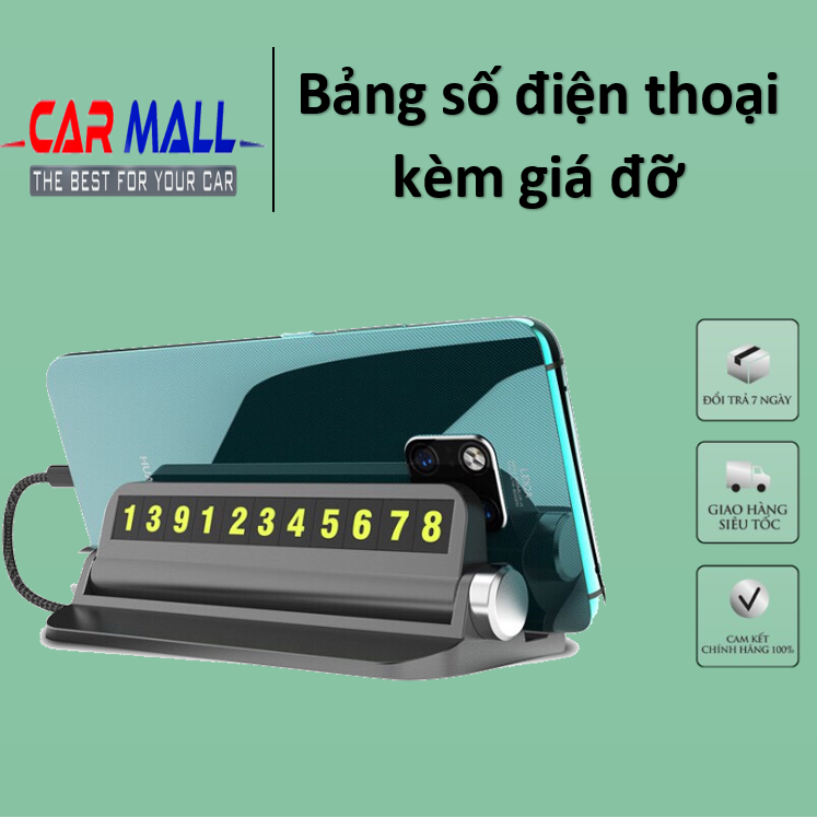 Bảng số điện thoại, bảng ghi số điện thoại đặt taplo ô tô kèm giá đỡ điện thoại tiện lợi
