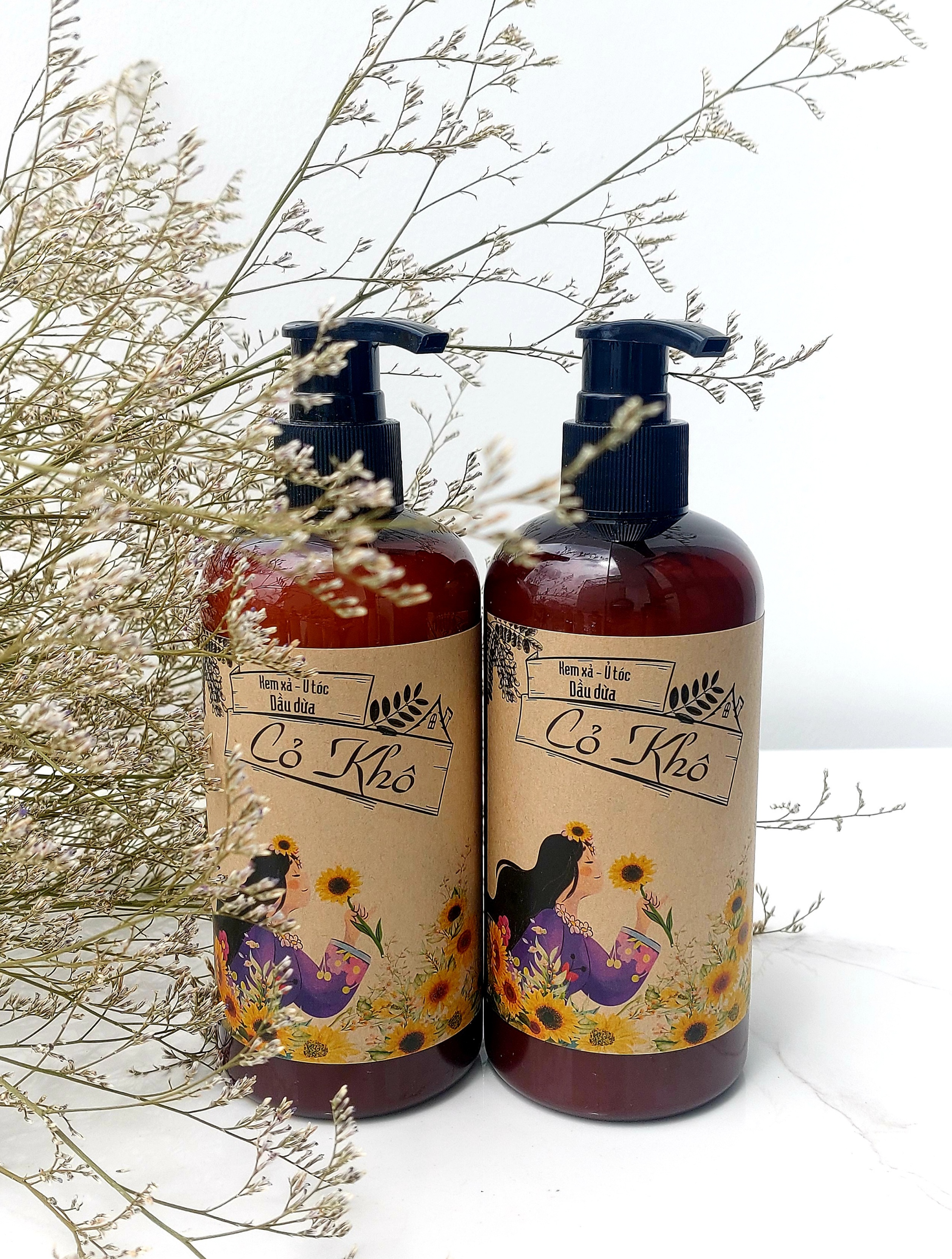 Combo hai kem ủ- xả tóc từ dầu dừa Cỏ Khô 300ml