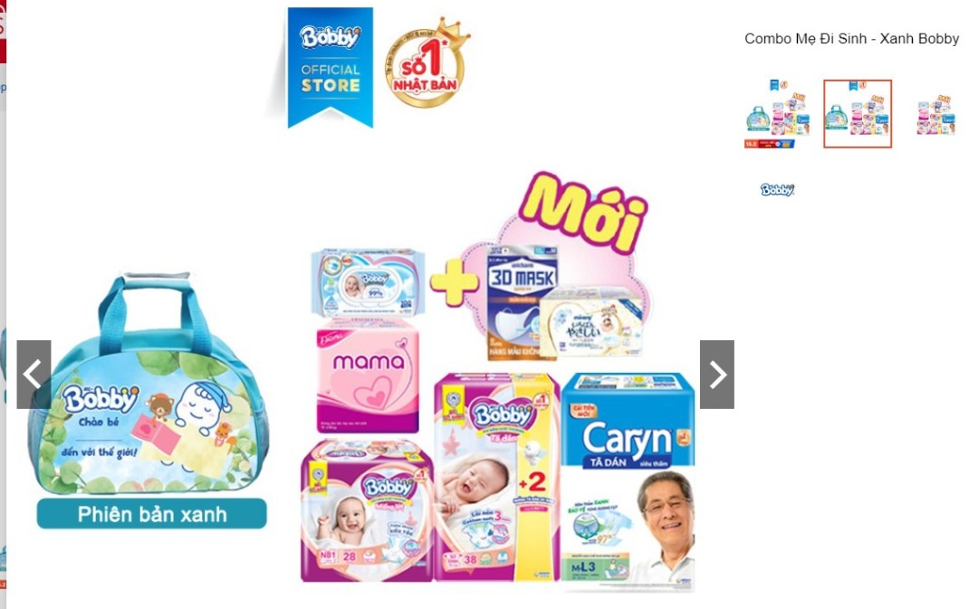 Combo Bobby mẹ đi sinh 8 món_Màu xanh
