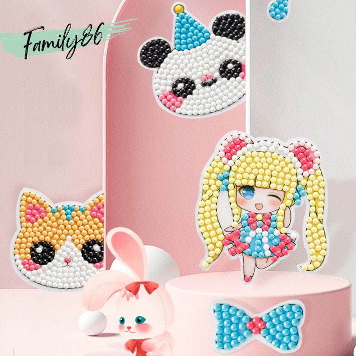 Tranh đính đá MINI nhỏ cho bé, tranh đá tự đính tự làm hình công chúa đẹp mắt dạng sticker