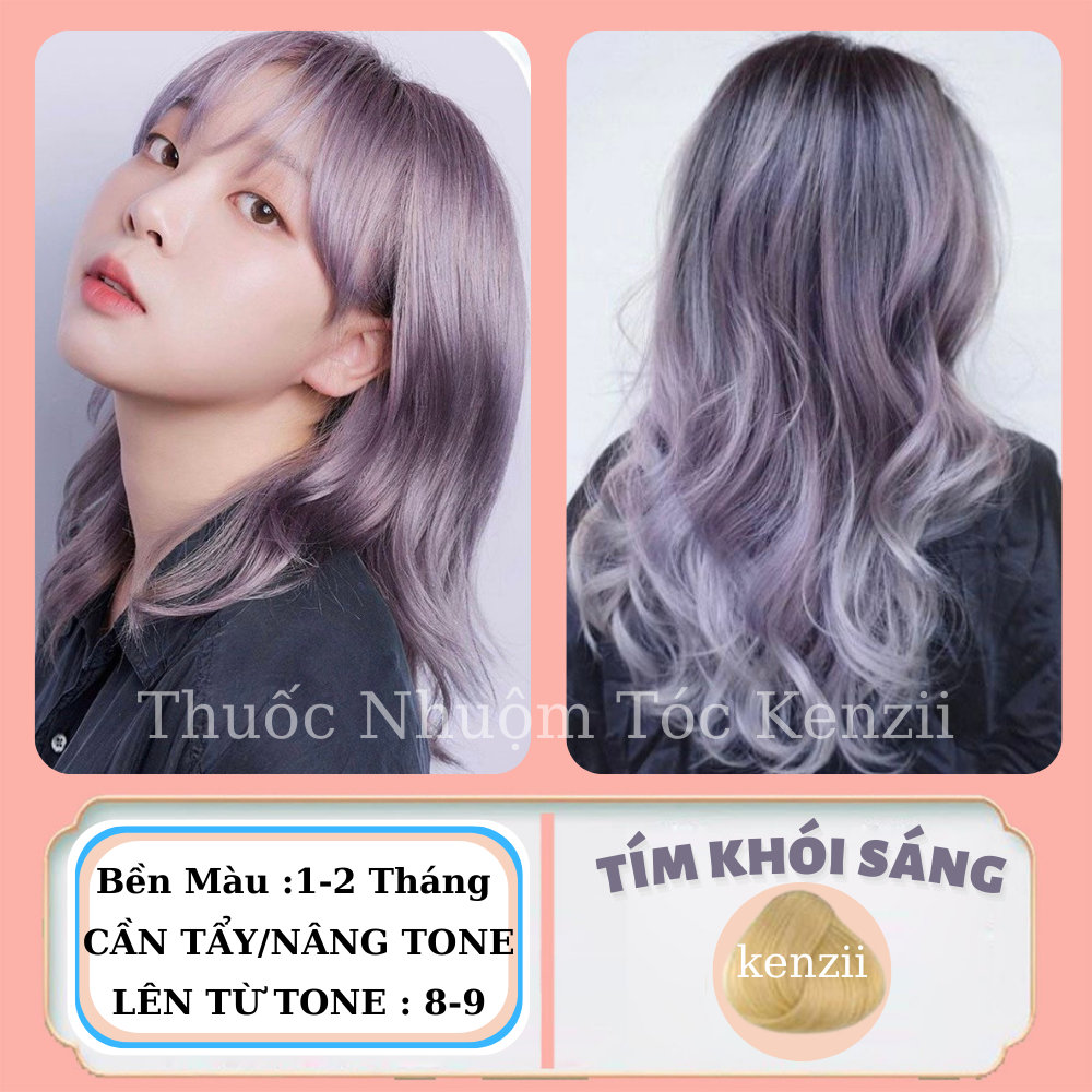 Thuốc nhuộm tóc tím khói sáng tặng trợ nhuộm kenzii lên từ tone 8 - 9 | thuốc nhuộm tóc màu tím khói sáng tại nhà an toàn