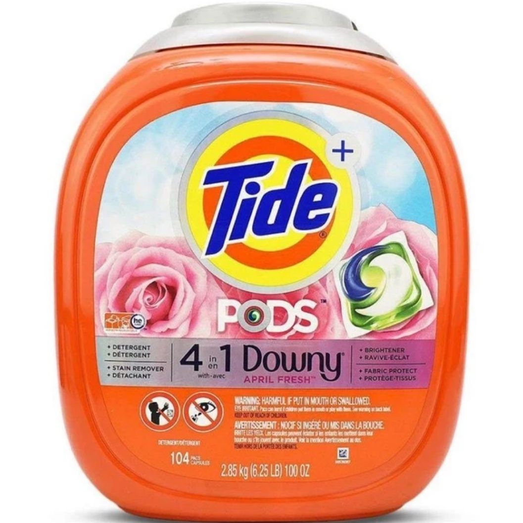 Viên giặt xả Tide Pods 4in1 Downy April Fresh của Mỹ hộp 104 viên - giải pháp 4in1 với Chất tẩy rửa + Chất tẩy vết bẩn + Chất làm sáng + Chất bảo vệ vải